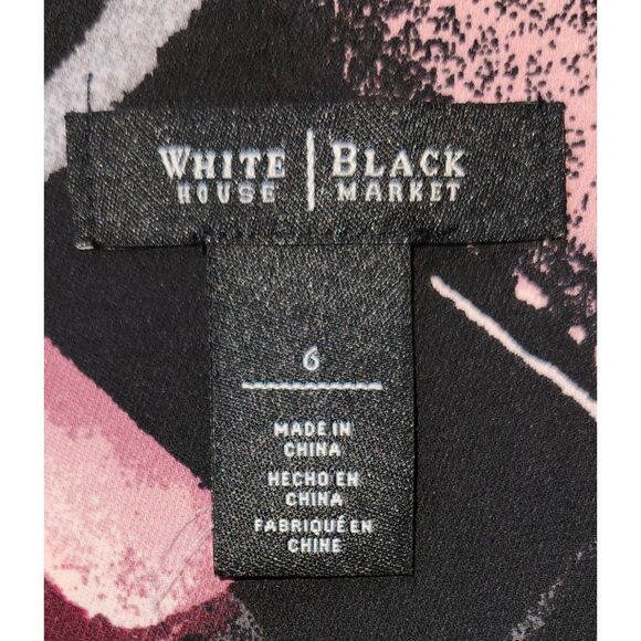 White House Black Market Sleeveless V-Neck Black Red Dress Women 6 Polyester - Picture 9 of 9